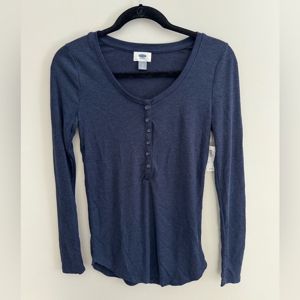 Old Navy Long Sleeved Navy Blue Top S NWT